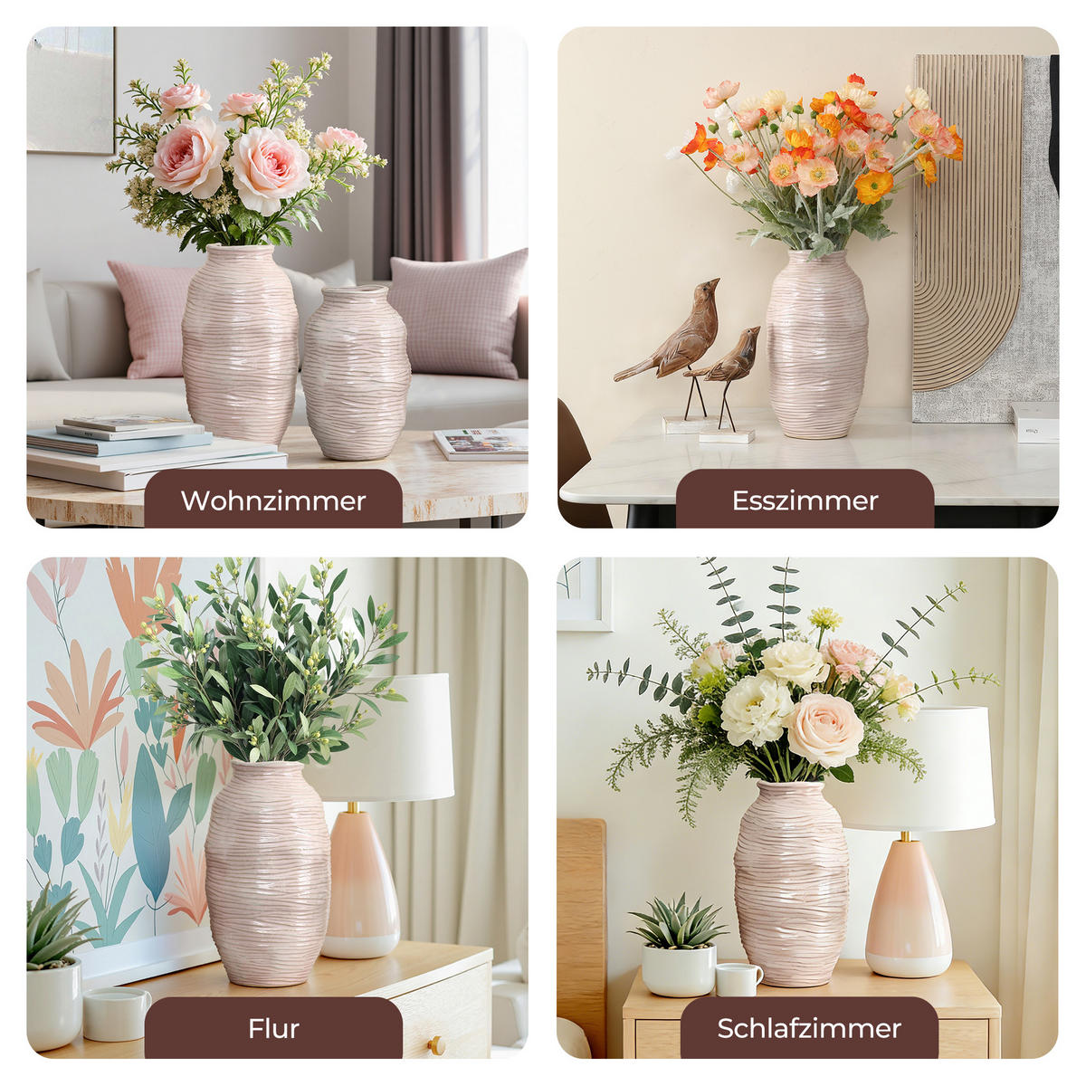 VASE Ø 18 x H 31.5 cm - Roségold, Keramik (31.5cm) - Hometopia