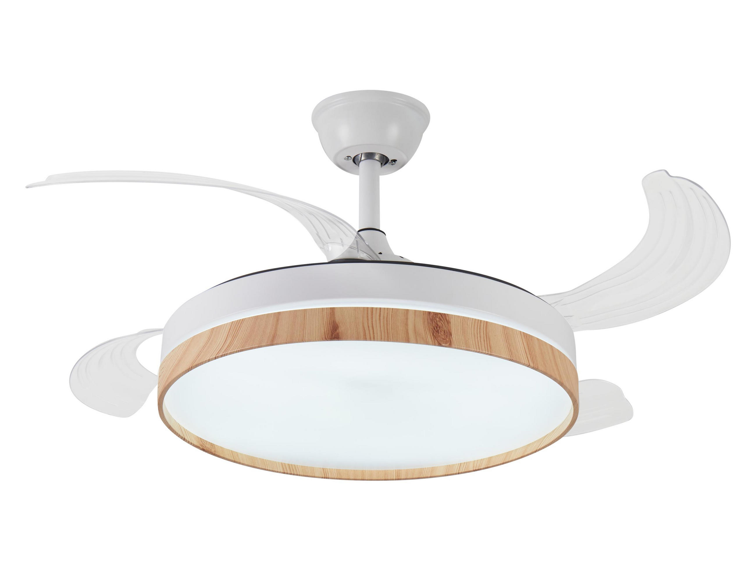 LED-DECKENLAMPE Hellbraune Holz mit integriertem Ventilator 60 W - Hellbraun, Kunststoff (45/107/107cm) - Purline