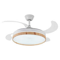 LED-DECKENLAMPE Hellbraune Holz mit integriertem Ventilator 60 W - Hellbraun, Kunststoff (45/107/107cm) - Purline