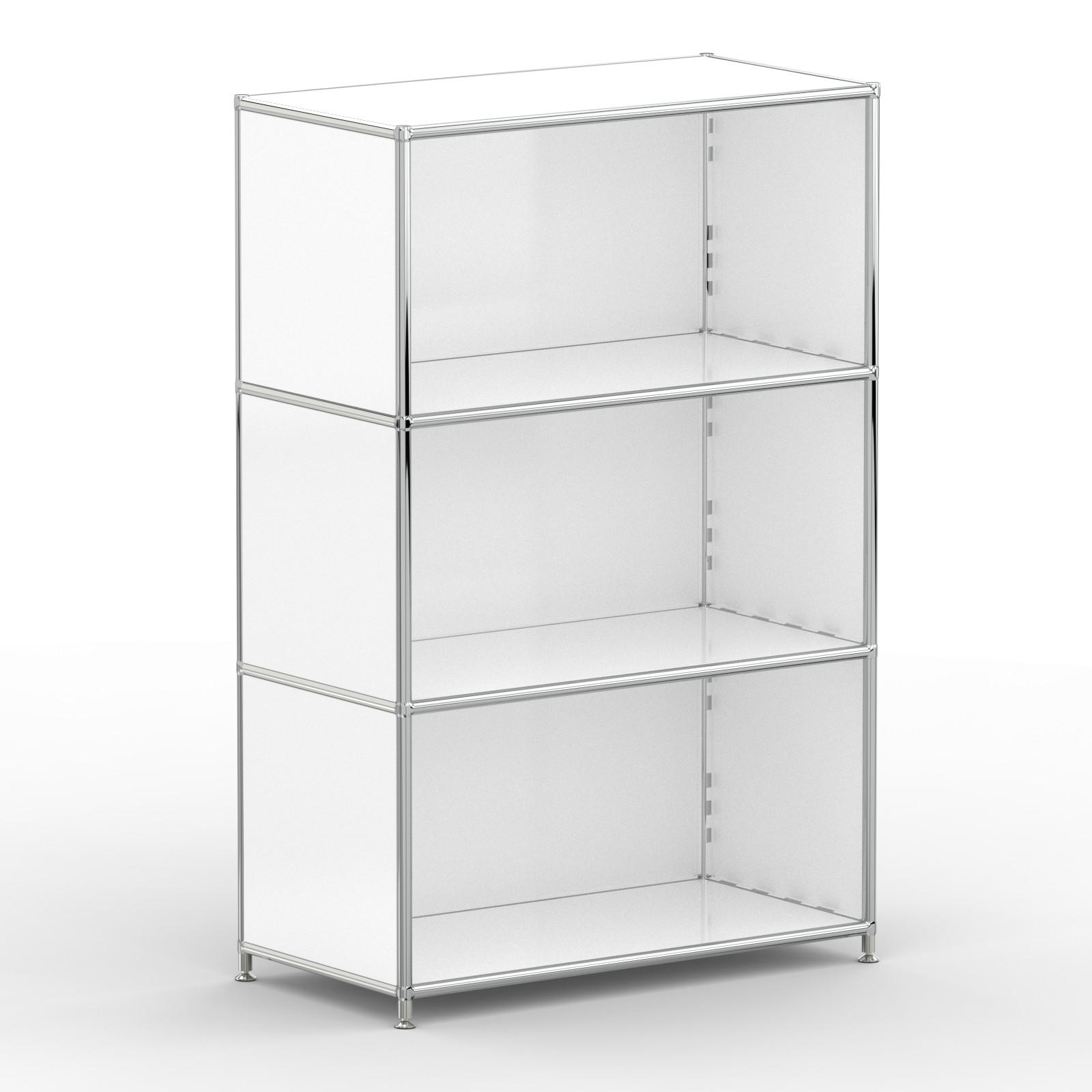 AKTENSCHRANK Büro, 3 offene Fächer, Breite 77 cm, Signalweiß - Chromfarben/Weiß, Metall (40/118/77.2cm) - Versee