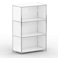 AKTENSCHRANK Büro, 3 offene Fächer, Breite 77 cm, Signalweiß - Chromfarben/Weiß, Metall (40/118/77.2cm) - Versee