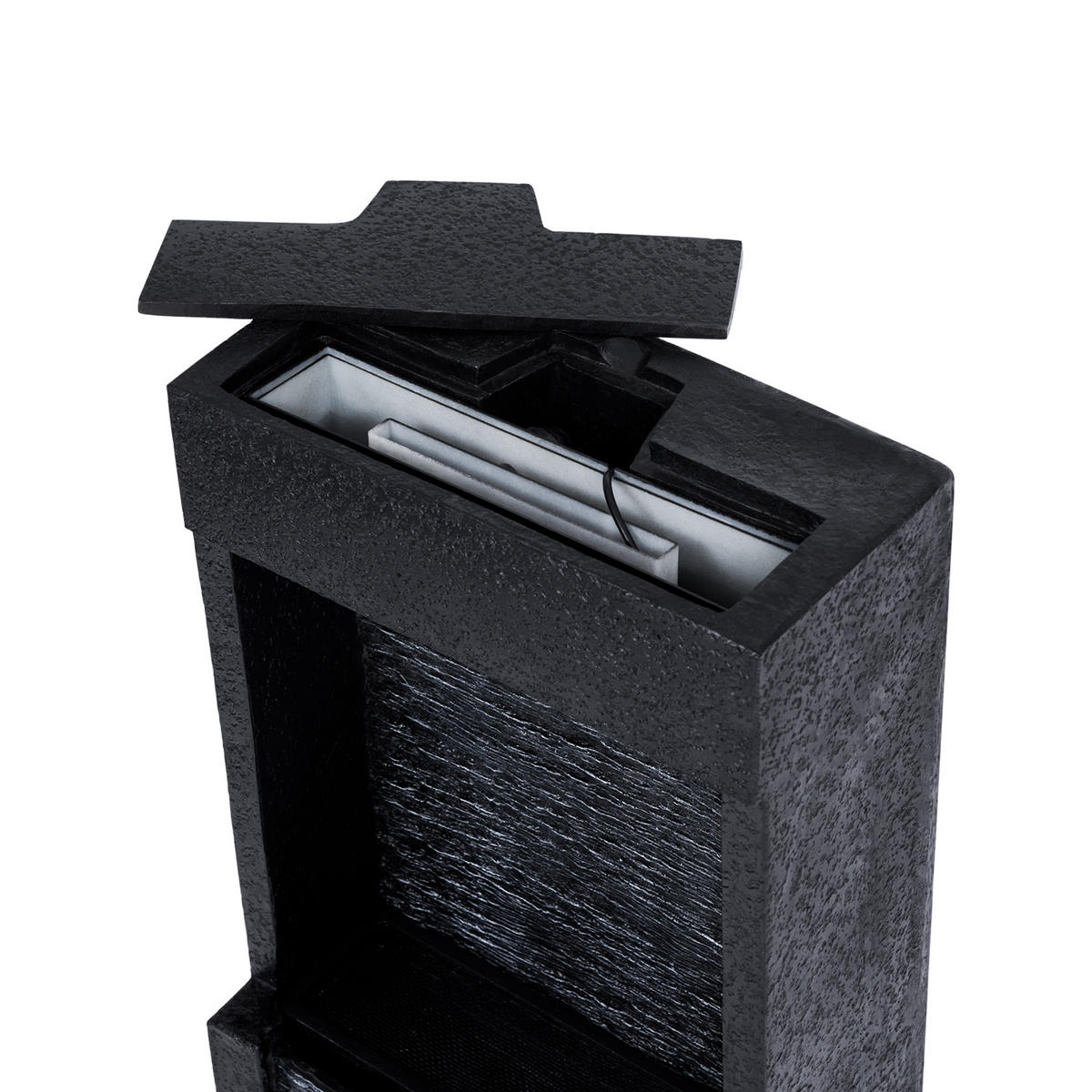 SOLAR-GARTENBRUNNEN 97 cm Athena - Schwarz, Stein (34/22/97cm) - Teamson Home