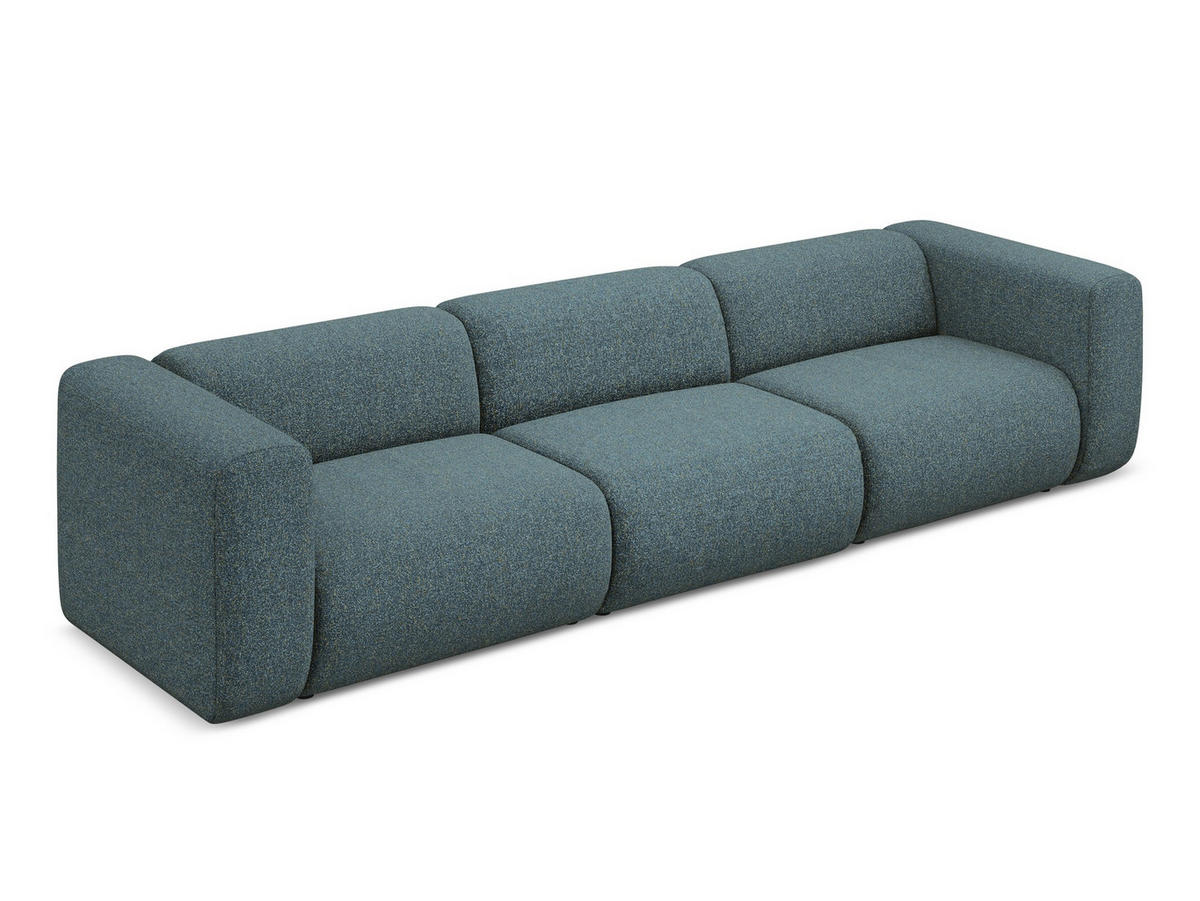 4-SITZER-SOFA Strukturstoff Stoff Blau - Blau/Blaugrau, Kunststoff/Textil (319/70/89cm) - Makamii