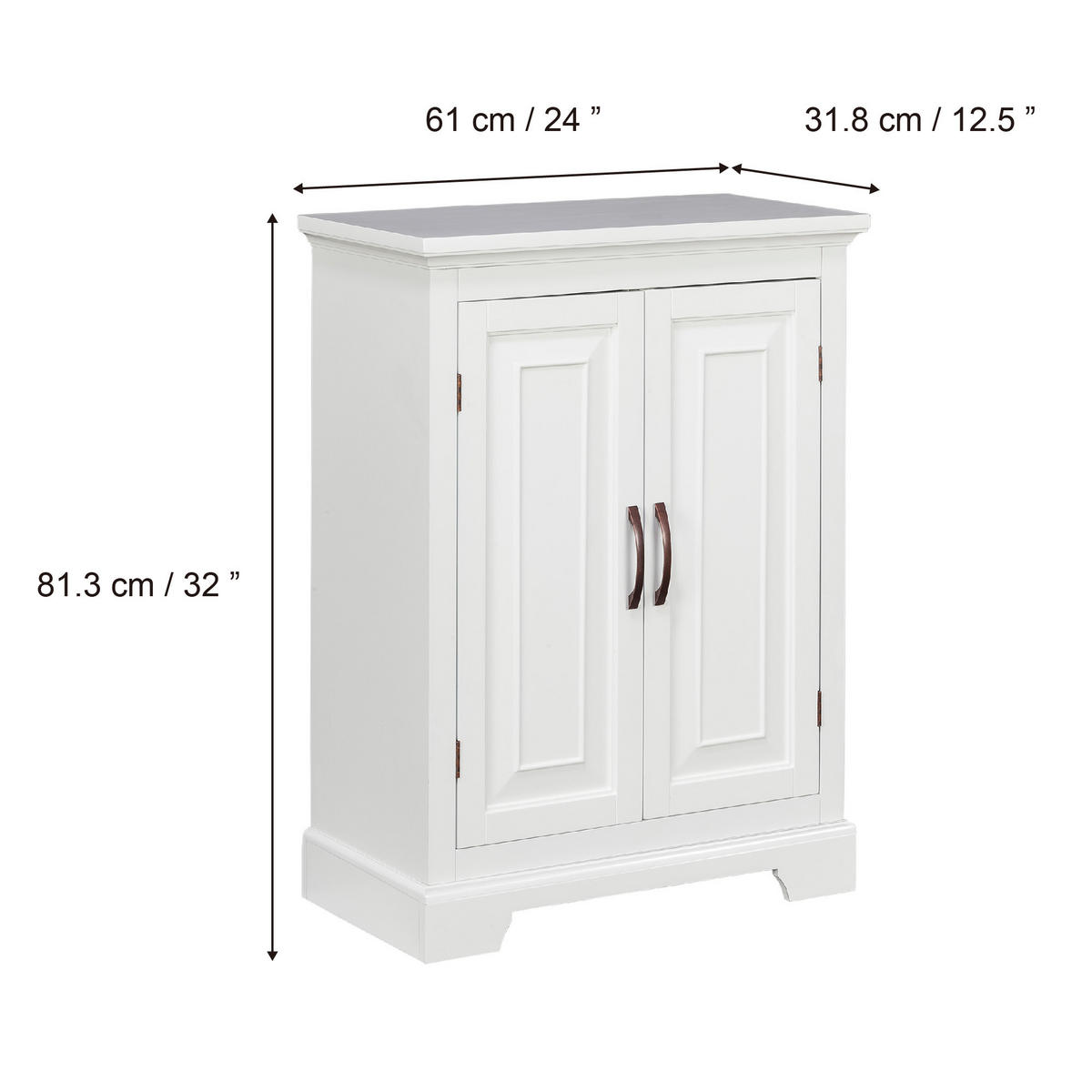 BADEZIMMERBADSCHRANK Freistehender, 81cm, Weiß - Weiß, Holzwerkstoff (32/81/61cm) - Teamson Home