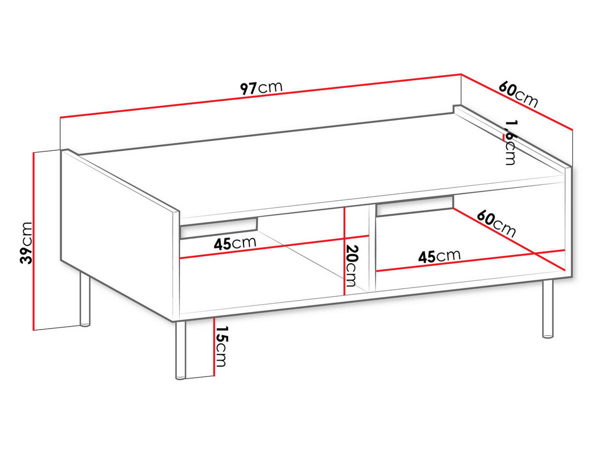 COUCHTISCH Tewos L97 - Nussbaumfarben/Schwarz, Holzwerkstoff/Metall (60/97/39cm) - MIRJAN24