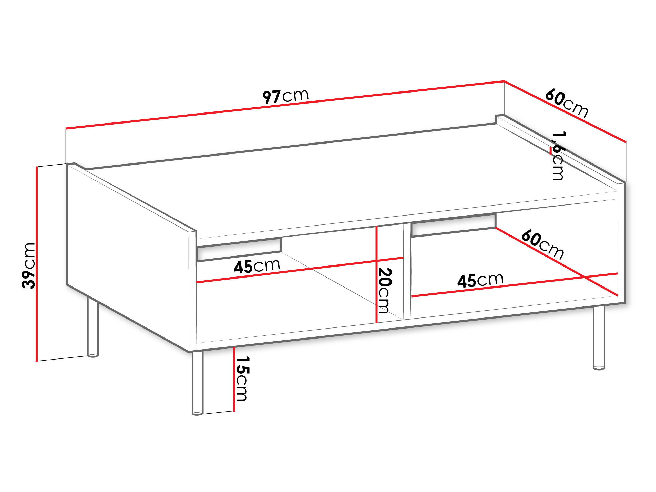Thumbnail - Mirjan24 Couchtisch, Nussbaum, Schwarz, Holzwerkstoff, Rechteckig,Rechteckig, 97x39x60 cm, Wohnzimmer, Wohnzimmertische,...