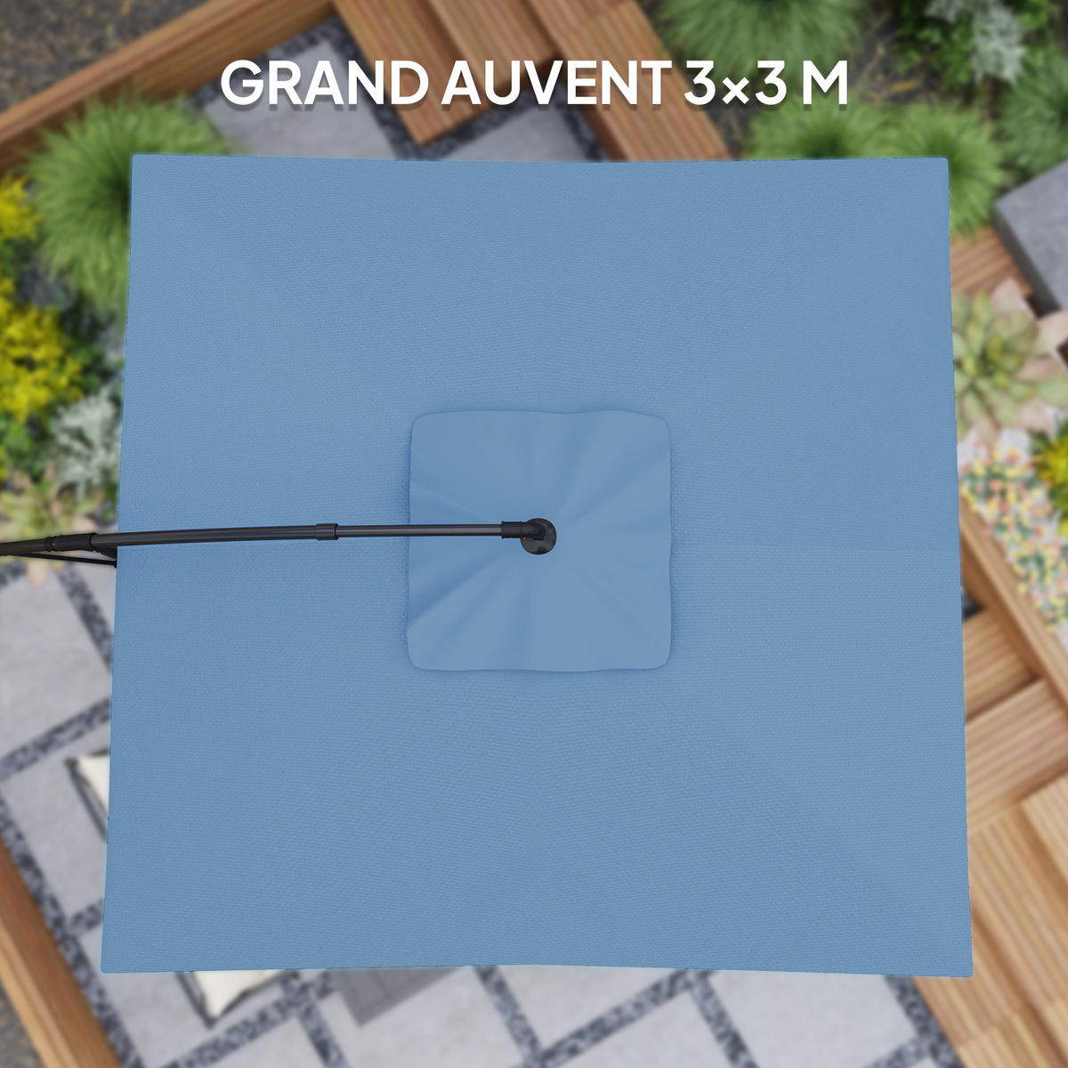 AMPELSCHIRM Blau 293/370/255 cm - Blau, Textil (300/325cm) - PANGIVO