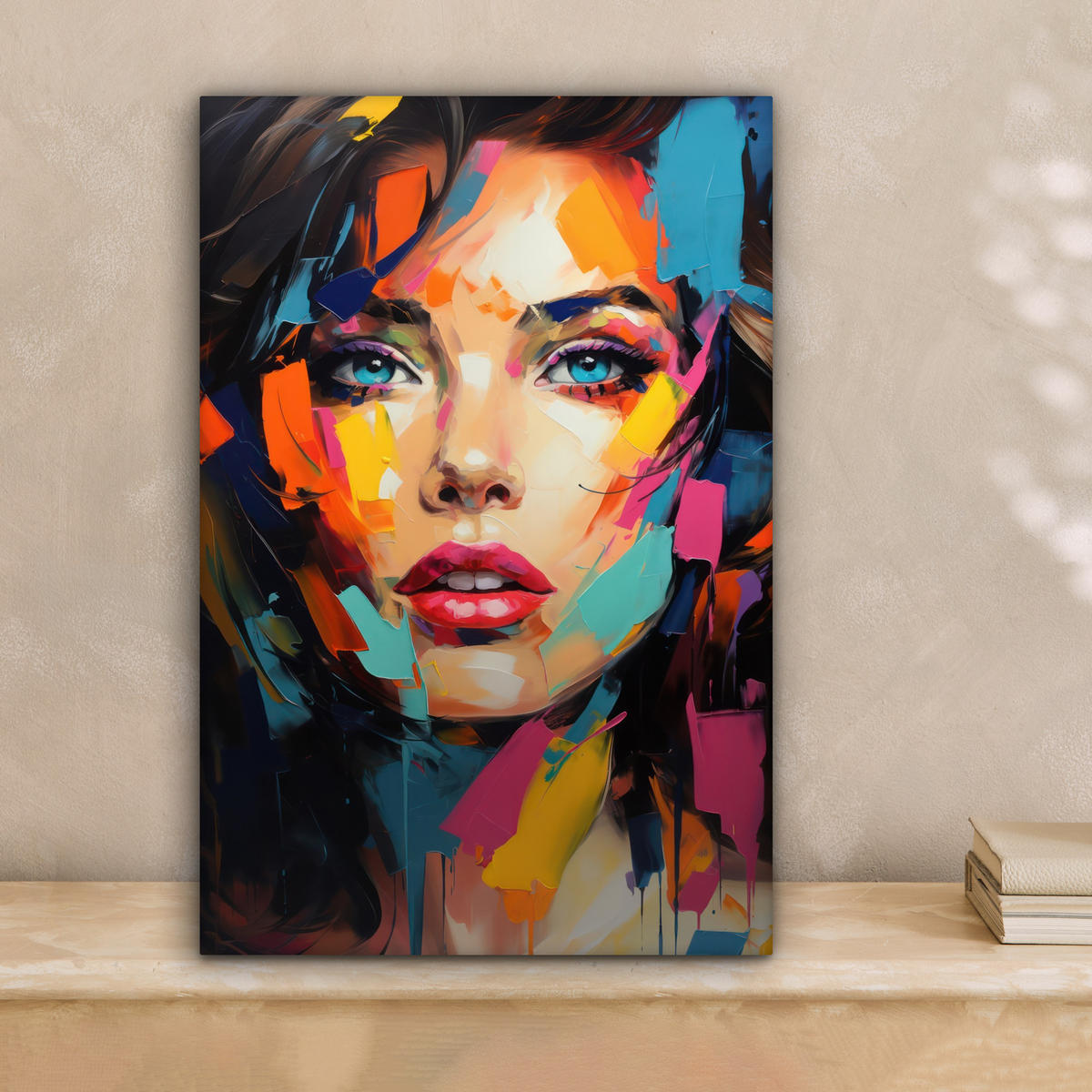 LEINWANDBILD Frau - Porträt - Farbenfroh - Kunst 20x30 cm - Multicolor, Textil (20/30cm) - MuchoWow