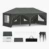 PAVILLON, Faltpavillon 3x6 m, mit 6 Seitenwänden, Grün - Grau, Metall (300/250/600cm) - Woltu
