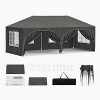 PAVILLON, Faltpavillon 3x6 m, mit 6 Seitenwänden, Grün - Grau, Metall (300/250/600cm) - Woltu