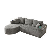 ECKSOFA DE-35043 L-Form mit Becherhalter Grau - Grau, Textil (170/255cm) - ComfortXL