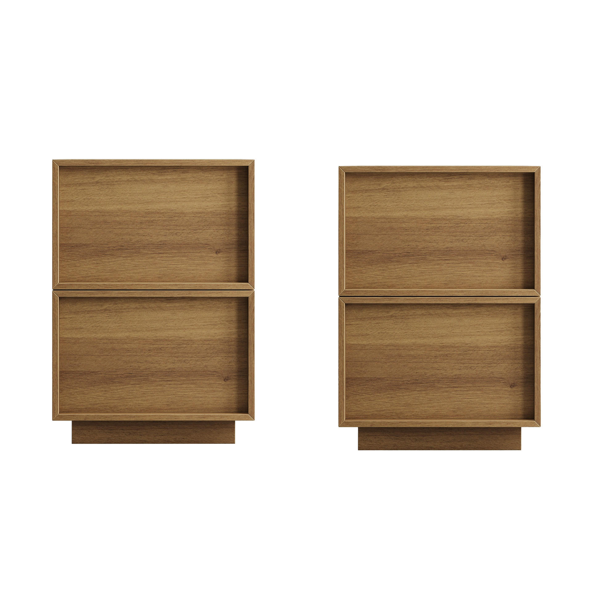 NACHTTISCH 38/48/50 cm eichefarben aus MDF mit 2 Schubladen - Braun, Holzwerkstoff (45/54/38cm) - OKWISH