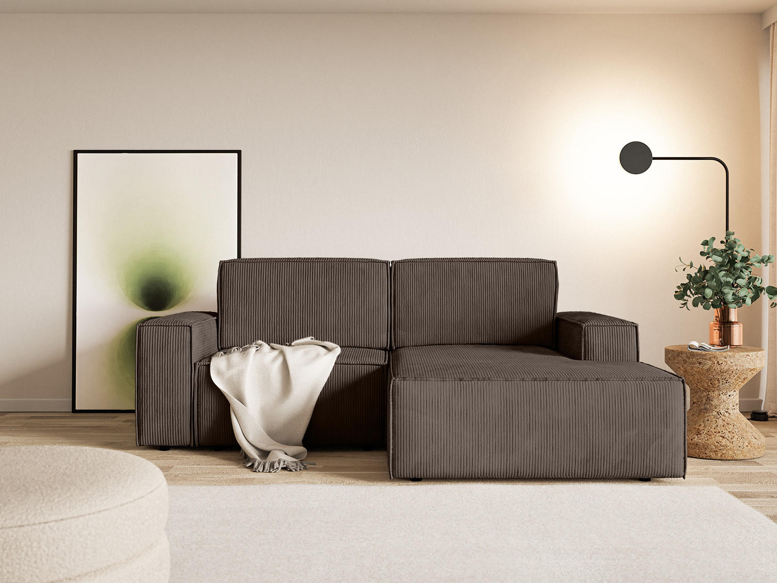 ECKSOFA KOKKO MINI mit Schlaffunktion, Dunkelbraun - Dunkelbraun, Textil (240/167cm) - Fedve