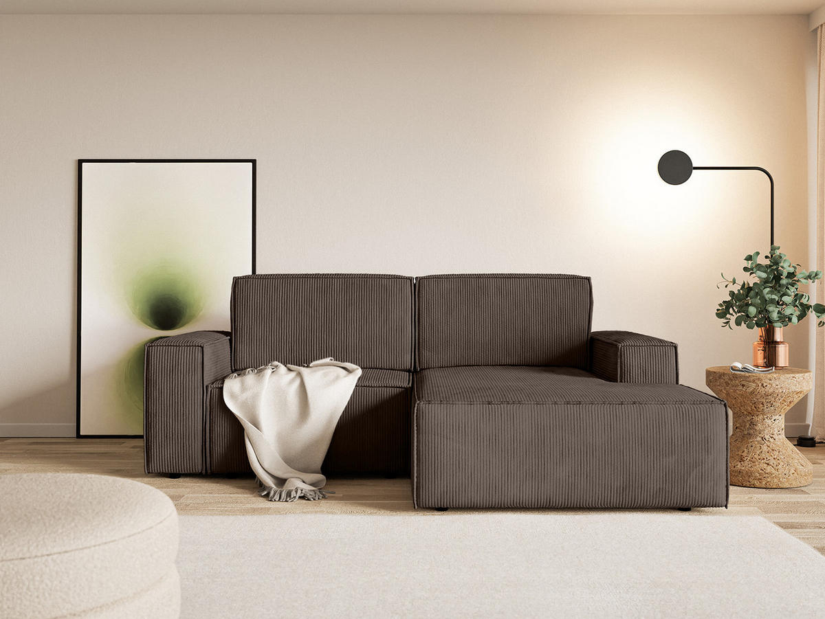 ECKSOFA KOKKO MINI mit Schlaffunktion, Dunkelbraun - Dunkelbraun, Textil (240/167cm) - Fedve