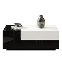 COUCHTISCH mit 2 Schubladen 100 x 50 x 38 cm Hochglanz Weiß/Schwarz - Weiß, Holzwerkstoff (100/50/38cm) - Meubliv