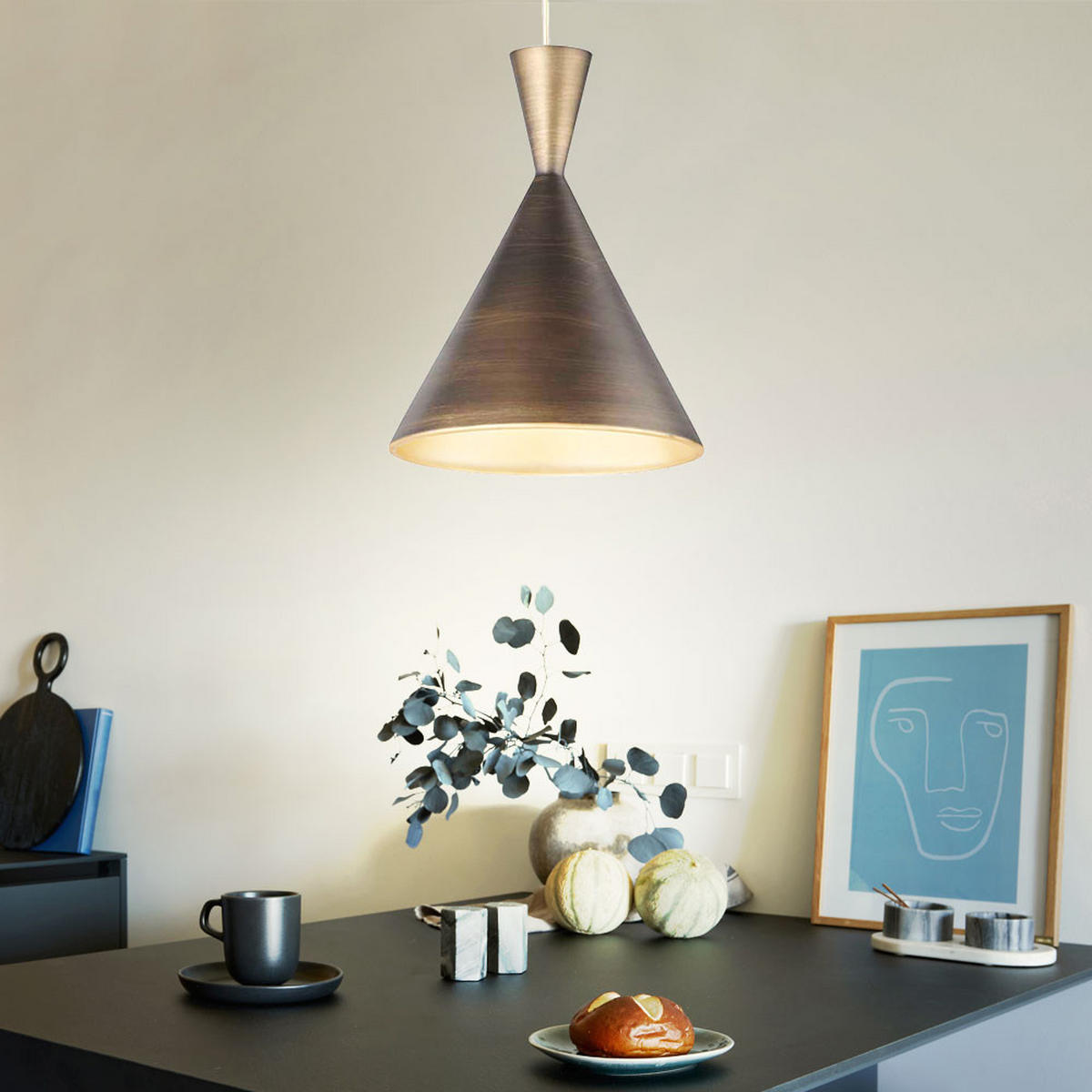 LED HÄNGELEUCHTE Metall Braun Rund - Braun, Metall (25/25/150cm) - Wofi