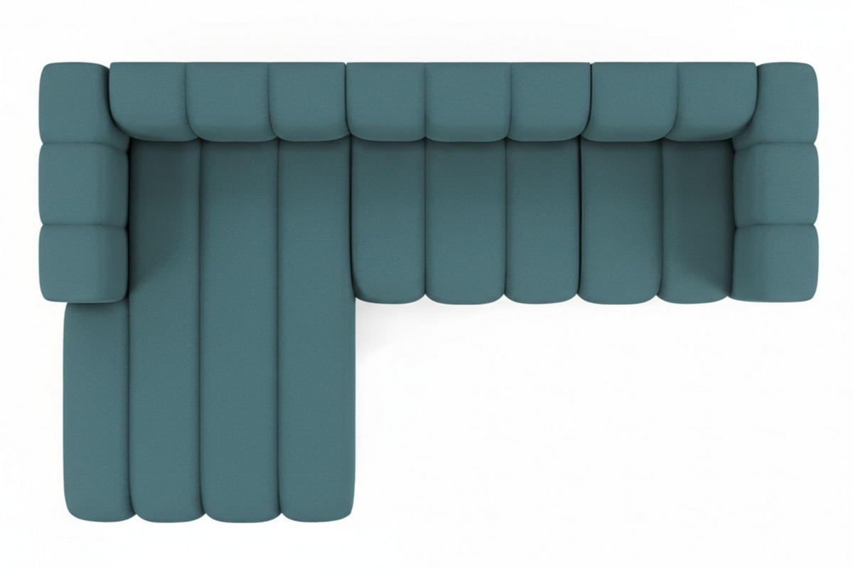 ECKSOFA L-Form Grand L 287 cm, Veloursstoff Salvador, Azurblau, Links - Blau, Holz (287/179cm) - Kaiser Möbel