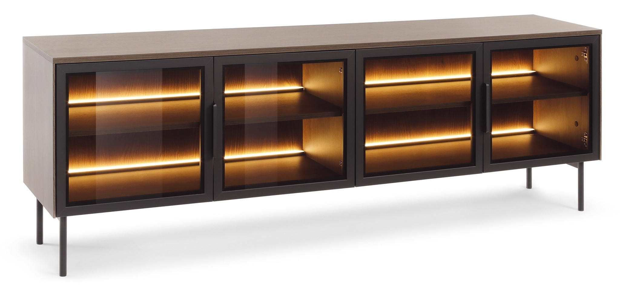 TV-SCHRANK mit LED 182 cm Senzia, 4 Türen, Eiche Dunin - Eichefarben, Holz (182/62/39cm) - Emporius