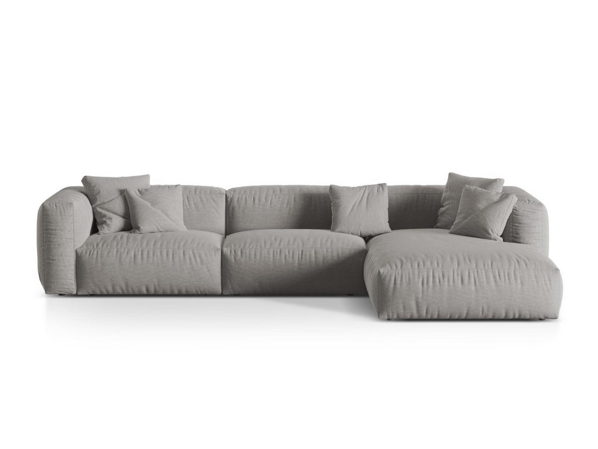 ECKSOFA modular rechts Martina aus strukturiertem Stoff hellgrau 3 Sitzplätze - Hellgrau, Textil (176/332cm) - Micadoni