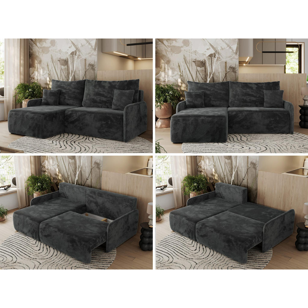 Thumbnail - MKS Eckschlafsofa, Dunkelgrau, Textil, 3-Sitzer, L-Form,L-Form, 198x150 cm, Oeko-Tex®, Wohnzimmer, Sofas & Couches, Wohn...