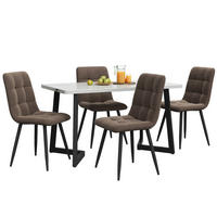 ESSTISCHSET 117x68 Cm Mit 4 Stühlen, Rechteckig, Braun Samt, Schwarz - Braun, Holzwerkstoff (117/75/68cm) - FLIEKS