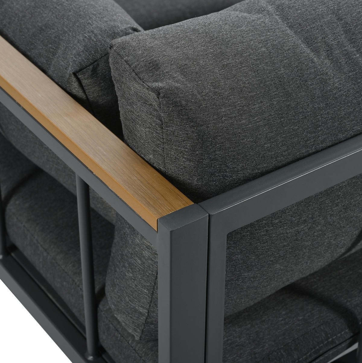 GARTENSET 182x63x62cm grau aus Stahl und Glas, wasserdicht - Grau, Textil - Modfu