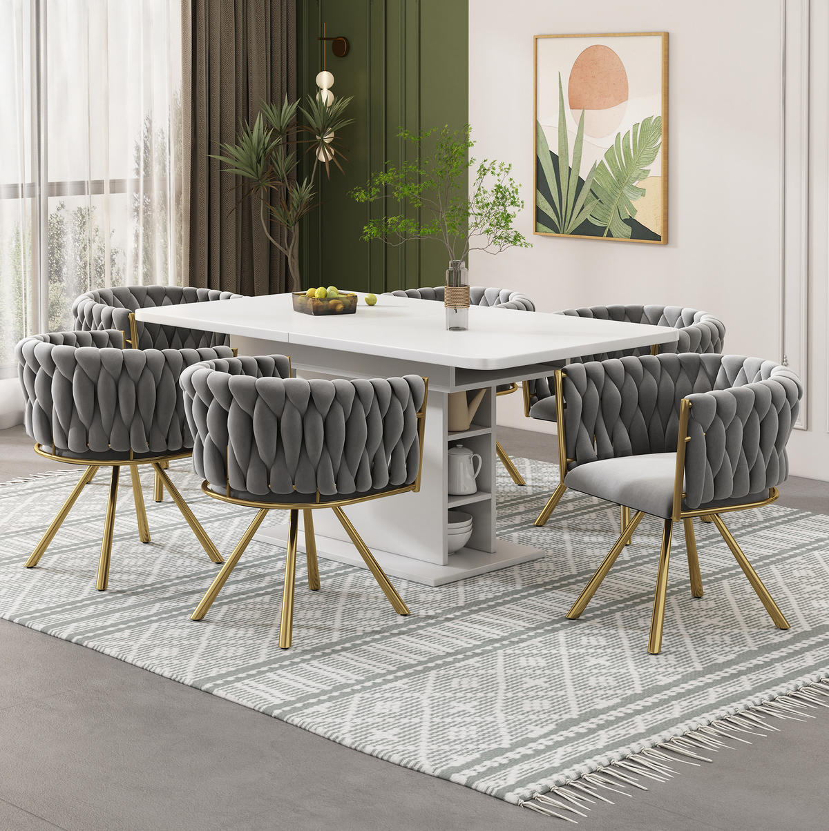 ESSZIMMERSTUHL drehbar 4er-Set Samt Grey/Gold - Grau, Metall (54/72/59.1cm) - Meubliv