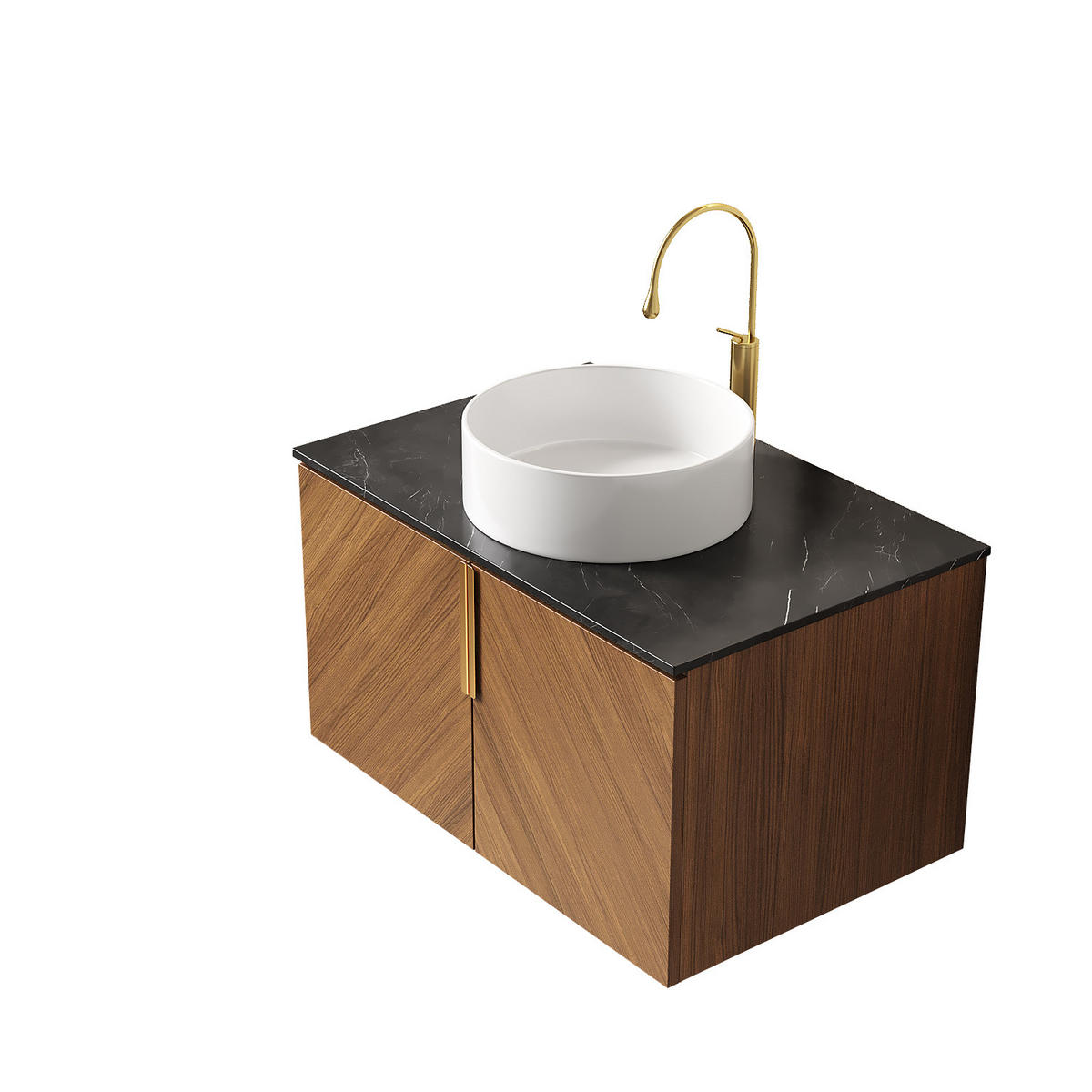 WASCHTISCH Braun-Eiche 76/50/53 cm - Schwarz, Holz (76/53.1/50cm) - PANGIVO
