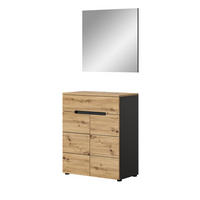 GARDEROBE Set 2-teilig Eiche Artisan und grau 80 cm mit Soft-Close - Schwarz/Eiche Artisan, Glas/Holzwerkstoff (80/190/37cm) - Inn.Furn