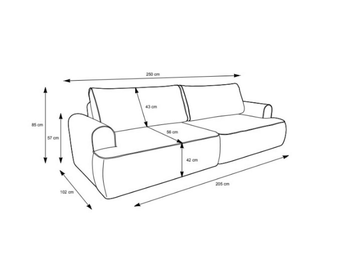 BETTSOFA MARE Beige Plüsch-Stoff mit Schlaffunktion - Beige, Textil (102/85/250cm) - MASSENO