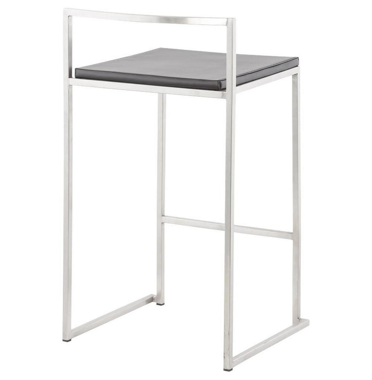 BARHOCKER Kunstleder Stahlrahmen Sitzhöhe 65cm Industrial LEXARIX MINI, Schwarz 44x41x76,5 cm - Silberfarben/Schwarz, Kunststoff/Textil (43/77/41cm) - KADIMA DESIGN