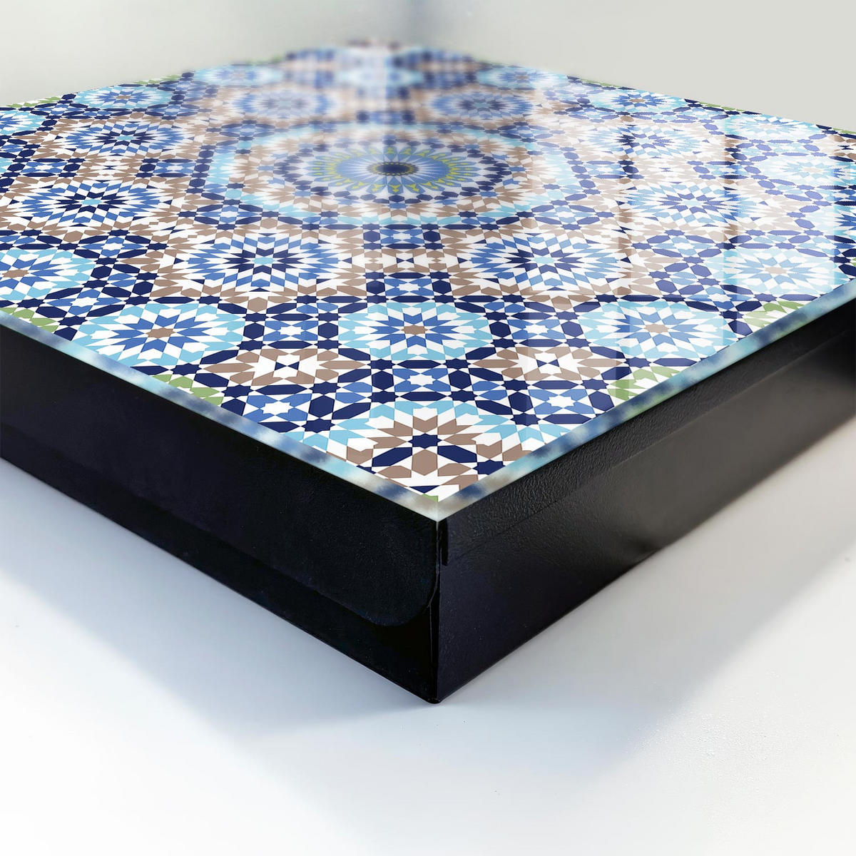 SCHLÜSSELBOX Schwarz 30x30 cm- Türöffnung nach rechts - Orientalisches Mosaik - Blau, Metall (30/30/5cm) - TULUP