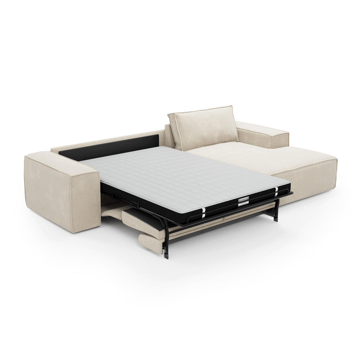 ECKSOFA RECHTS Samt Creme 302cm - Creme, Textil (302/165cm) - Sia Home