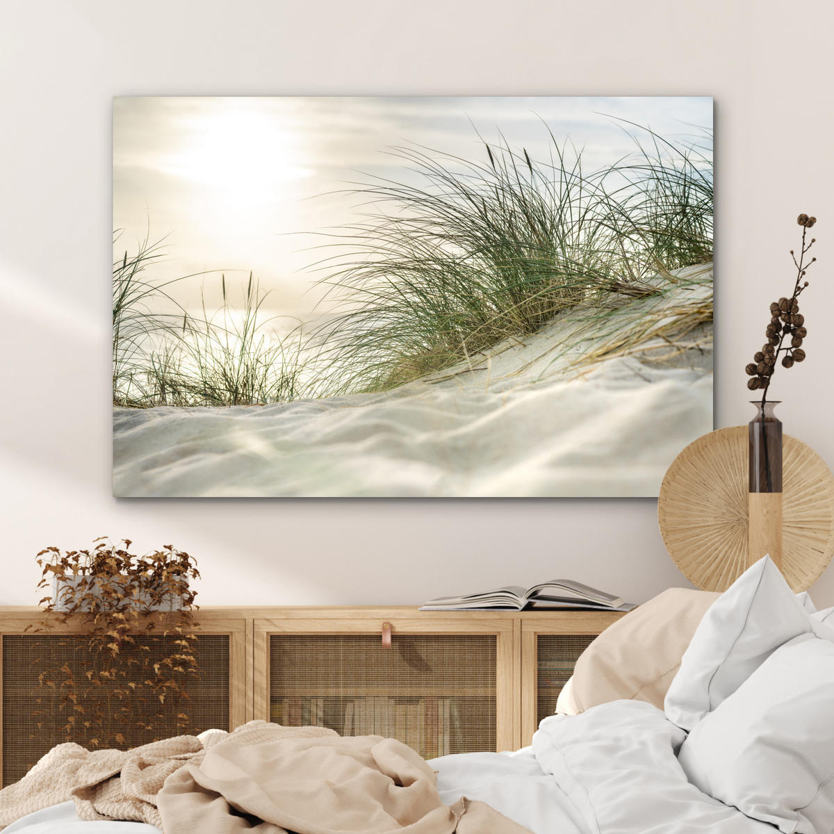METALLBILD Dünen - Strand - Schleswig-Holstein - Wattenmeer 120x80 cm - Creme, Metall (120/80cm) - MuchoWow