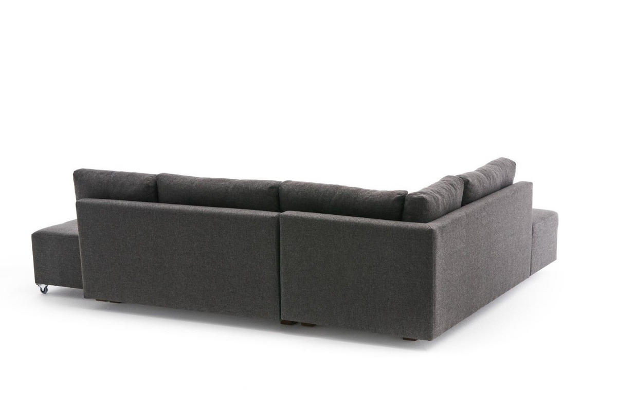ECKSOFA mit rollbarer Schlaffunktion - Anthrazit/Walnussfarben, Holzwerkstoff/Kunststoff (280/206cm) - myHomelando
