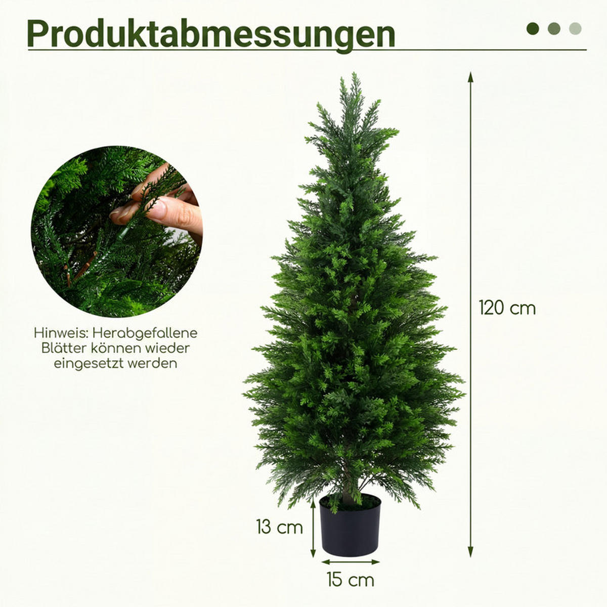KÜNSTLICHER ZEDERNBAUM mit Topf grün(2er-Set) - Grün, Kunststoff (120cm) - COSTWAY