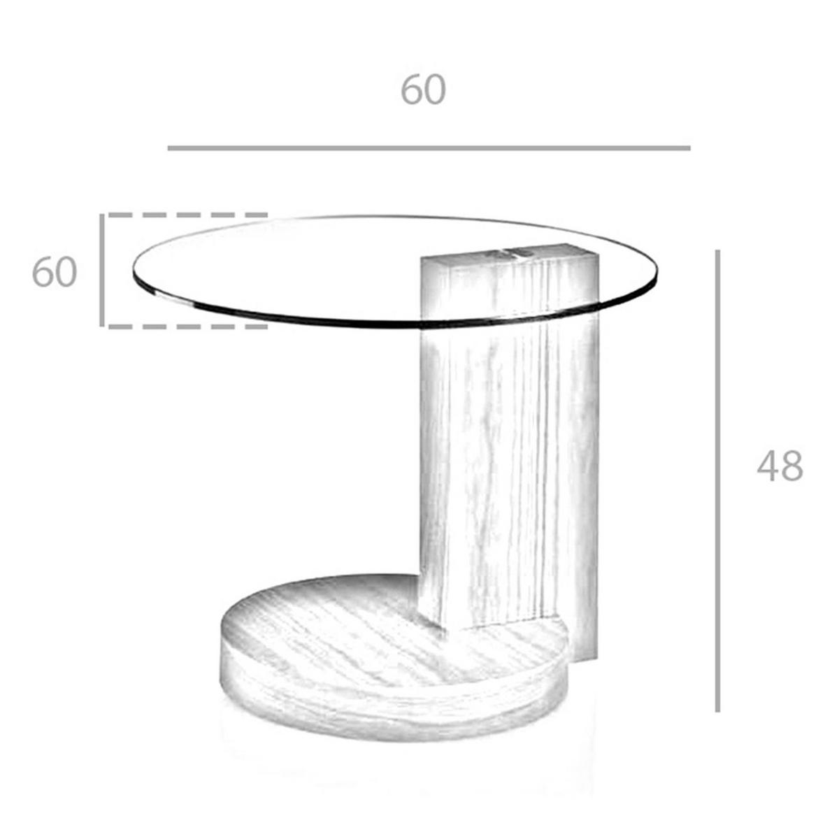 ECKTISCH Runder aus gehärtetem Glas und Nussbaumholz Ø60/48 cm - Transparent/Nussbaumfarben, Glas/Holz (60/60/48cm) - ANGEL CERDA