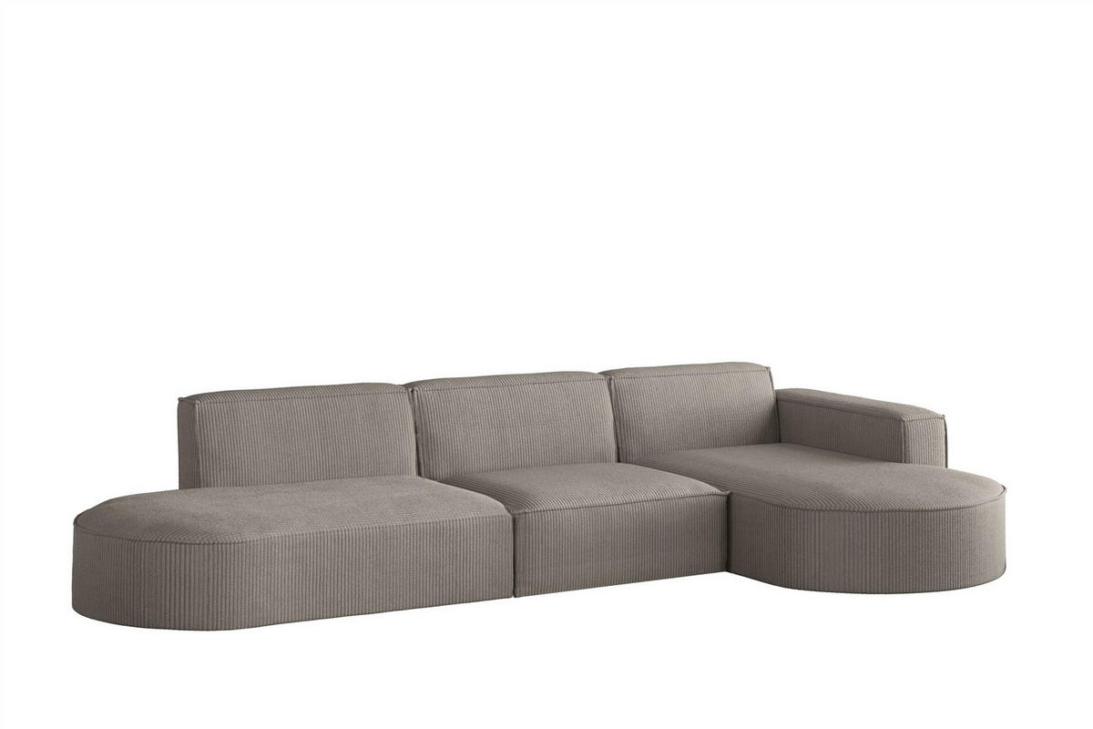 ECKSOFA Palma In Scala - Grau, Holzwerkstoff/Textil (296/165cm) - Fun Möbel