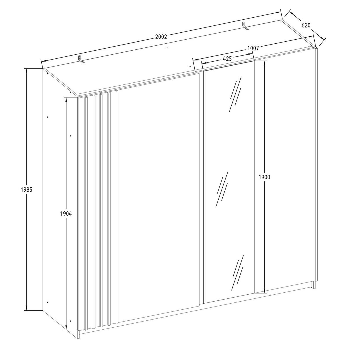 SCHIEBESCHRANK CASTARI Weiß / Artisan Eiche - Weiß/Eiche Artisan, Holzwerkstoff (200.2/198.5/62cm) - KONSIMO®