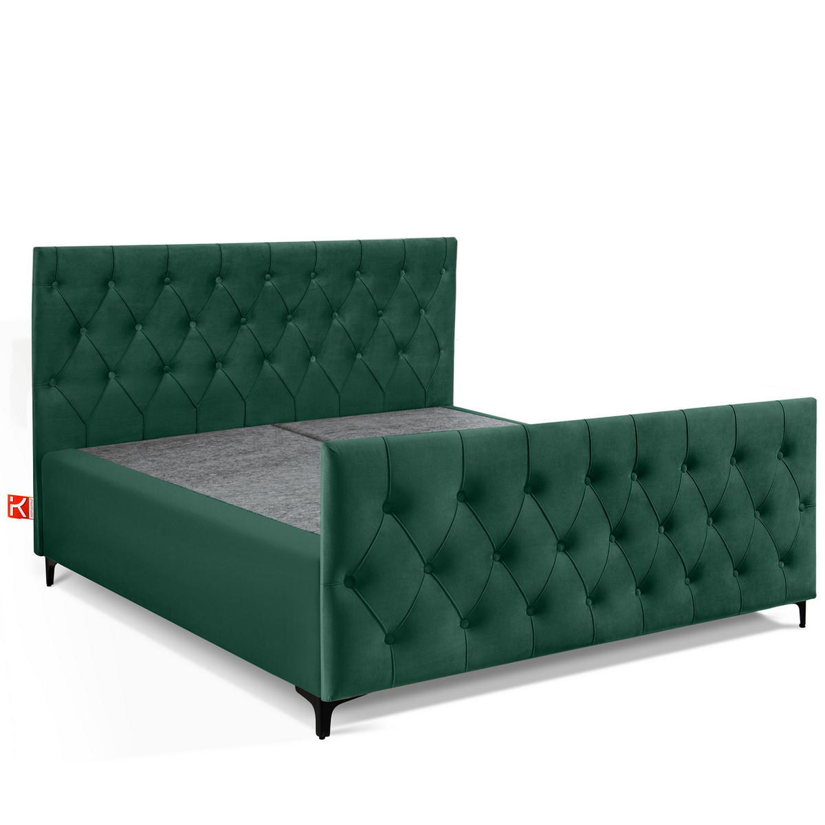 POLSTERBETT ARDEA, Dunkelgrün - Dunkelgrün/Schwarz, Holz/Holzwerkstoff (160/200cm) - KONSIMO®
