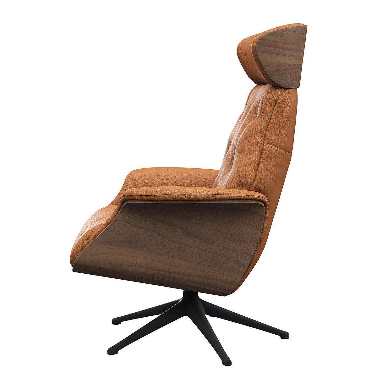 RELAXSESSEL - Echtleder - Cognac/Schwarz, Leder/Metall (83/118/83cm) - home24