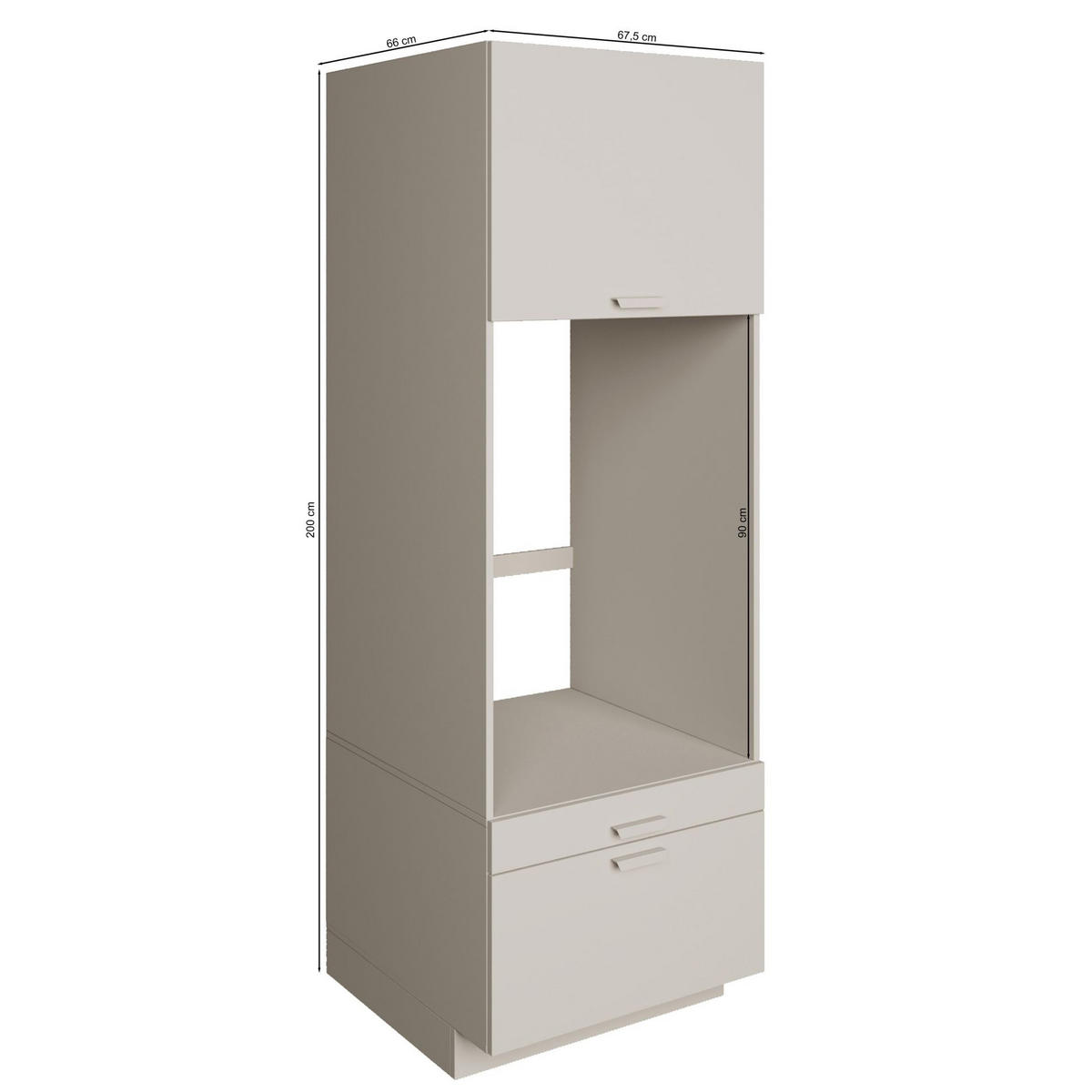 WASCHMASCHINENSCHRANK Holv Kaschmirgrau 68 cm - Taupe, Holzwerkstoff/Metall (67.5/200/66cm) - Selsey
