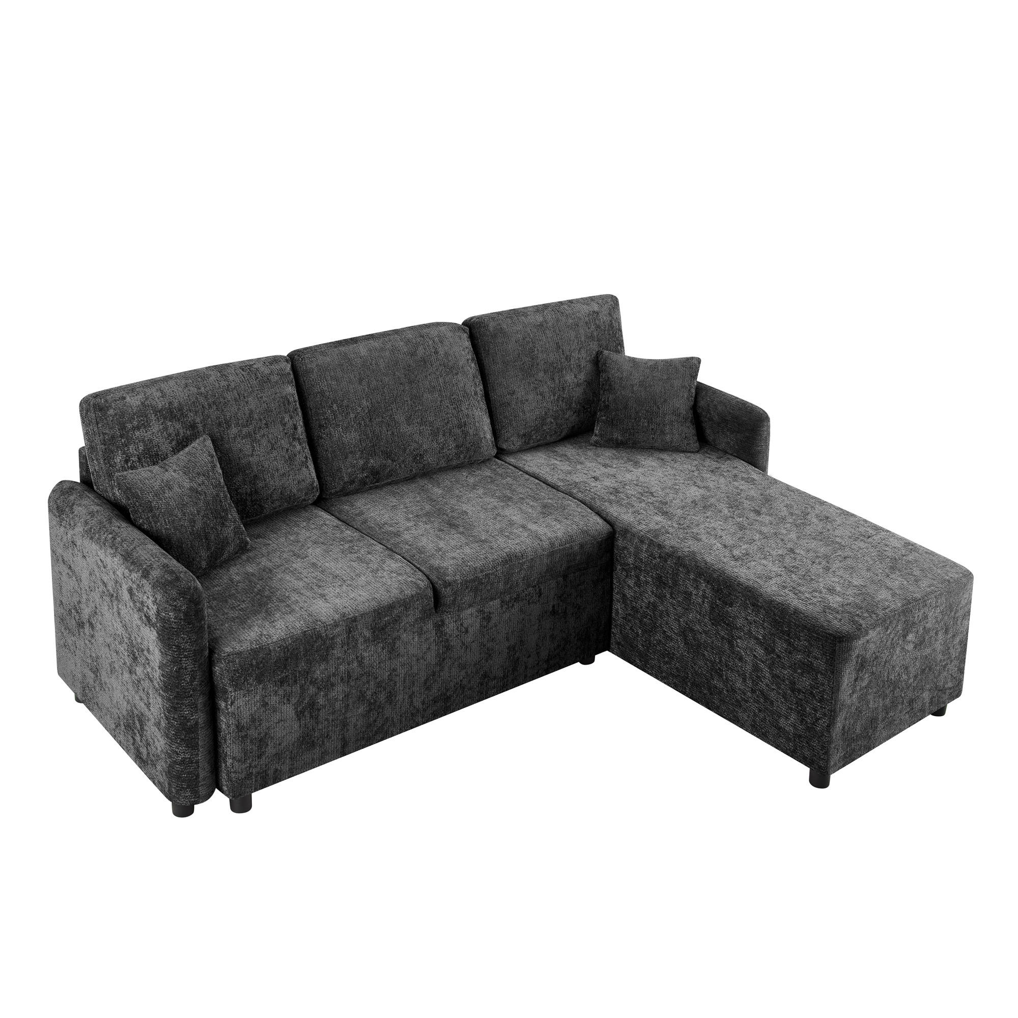 ECKSOFA DE-35392 mit langer Liegefläche Schwarz - Schwarz, Textil (144/187.5cm) - ComfortXL