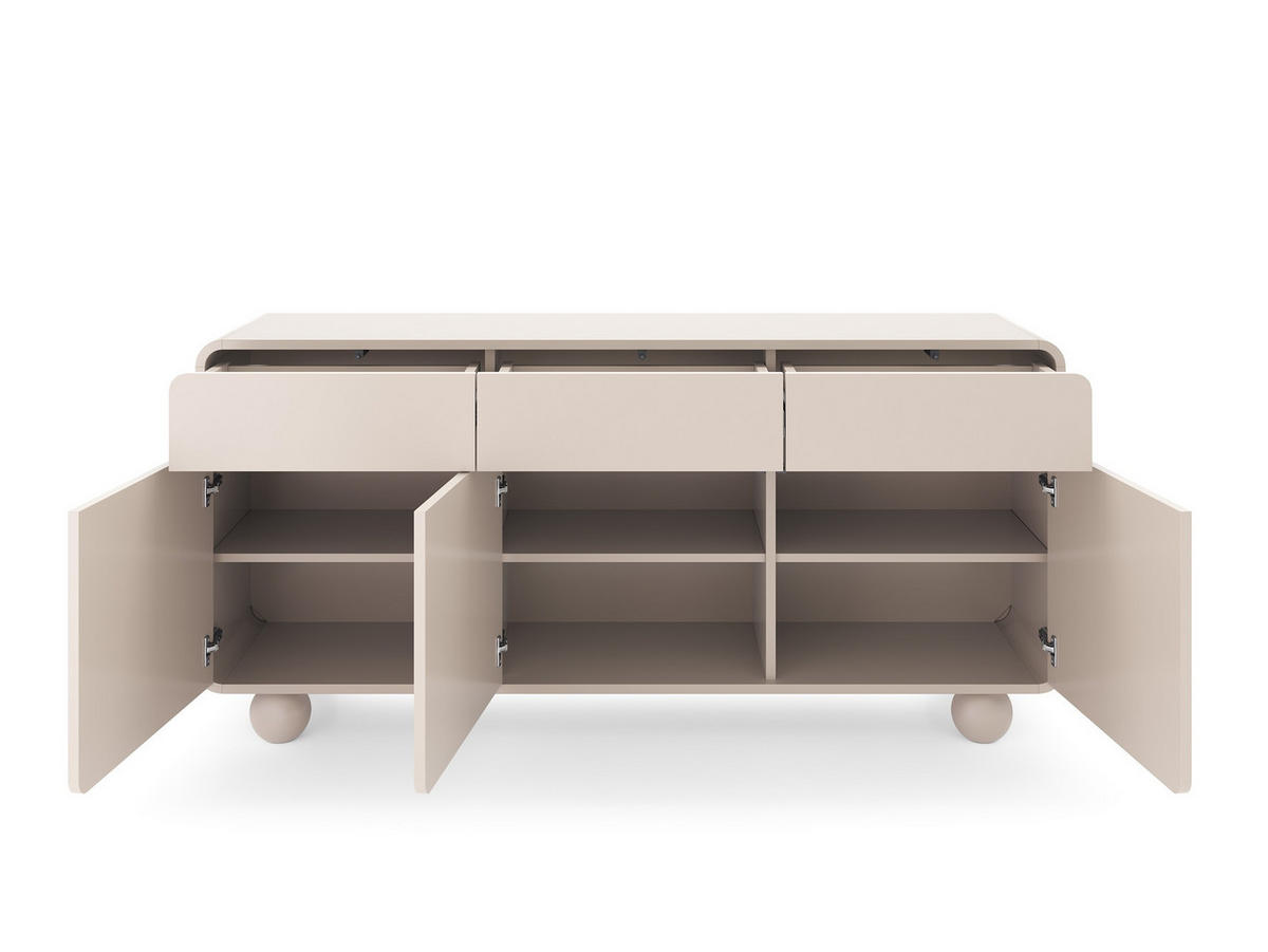 KOMMODE Alvion Kaschmir, mit abgerundeten Kanten und Kugelfüßen - Kaschmir, Holzwerkstoff (160/75/39cm) - Bettso