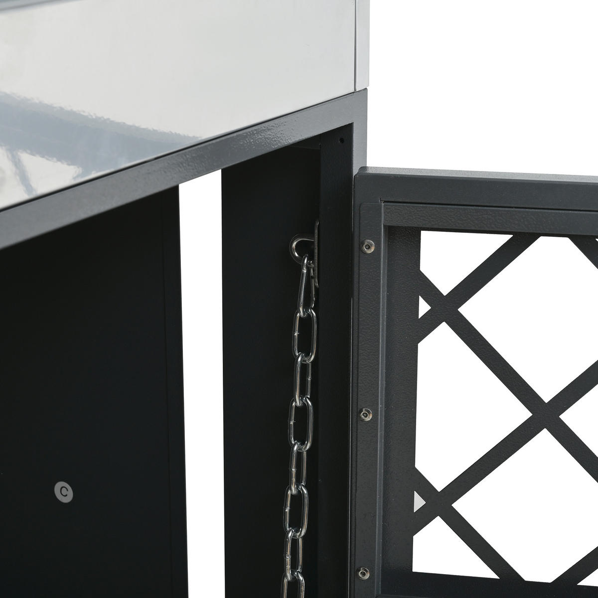 MÜLLTONNENBOX aus Stahl in Grau/Holzoptik mit Pflanzgefäß & Schloss - Grau, Metall (132/124.5/80cm) - Modfu