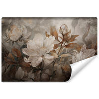 FOTOTAPETE Blumen Blätter Pflanzen Natur Retro Stil 270x180cm - Beige/Braun, Papier (270/180cm) - Muralo