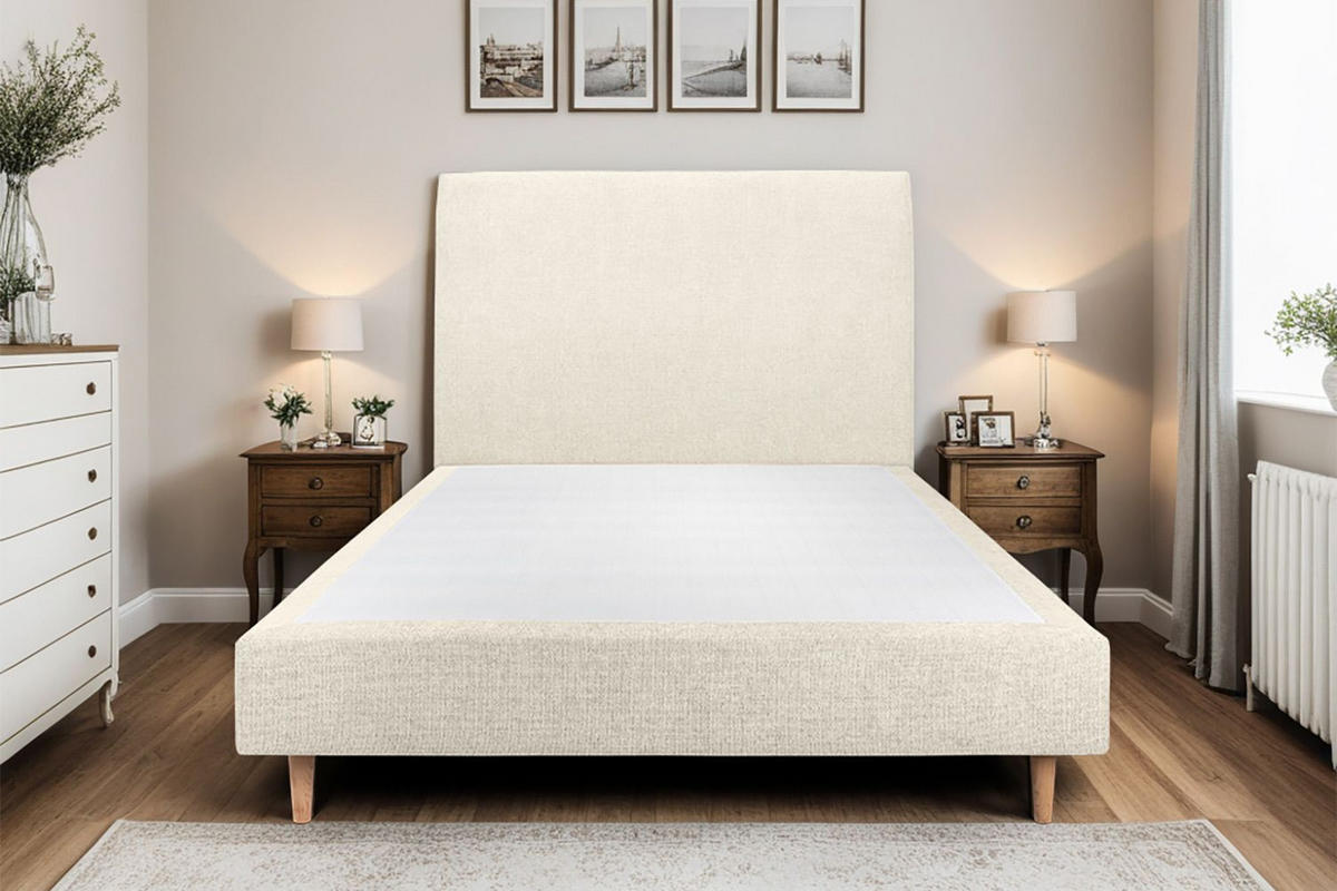 KOPFTEIL gepolstertes – hellbeiger Stoff - 140 cm - Beige, Holz (140/120/10cm) - Sommeil de Plomb