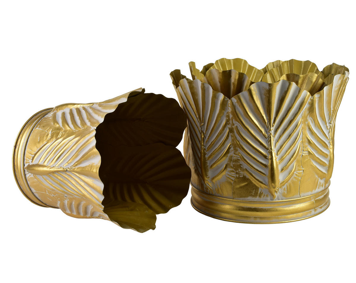 BLUMENTOPF Marina 3er Set Gold 51/51/40 cm Metall - Goldfarben, Metall (51/40/51cm) - Mondex