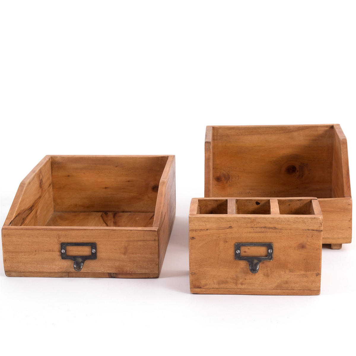 ORGANIZER-SET Office 3-teilig Mahagoni Holz, mit beschreibbarer Tafel 08 honigfarben gewachst - Honig, Holz (24/16/21cm) - DESIGN DELIGHTS