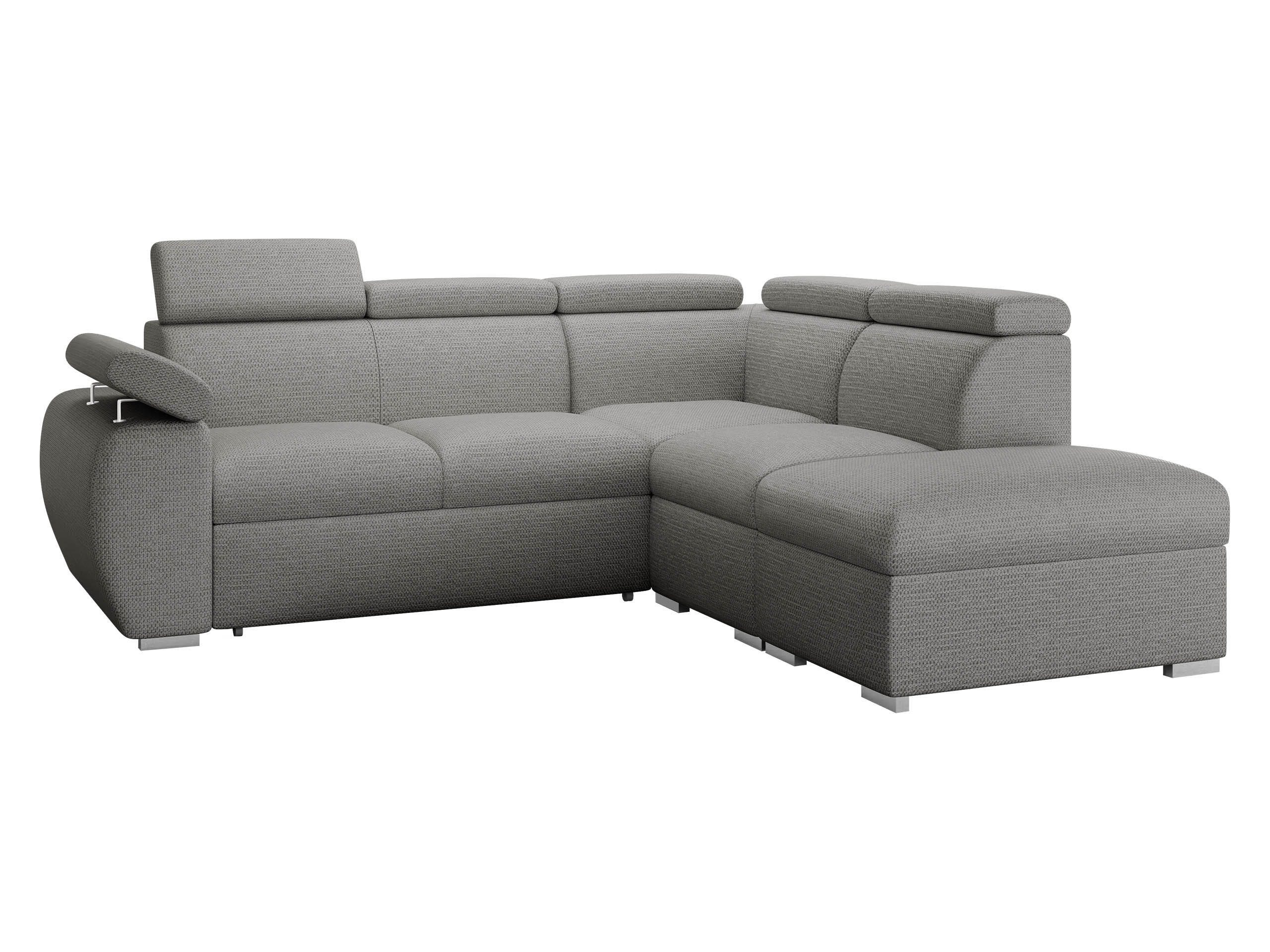 ECKSOFA Boston 2RR1P, Seite: Rechts 2R+R+1P(65)+PUFAP - Greige/Silberfarben, Holz/Textil (260/230cm) - MIRJAN24